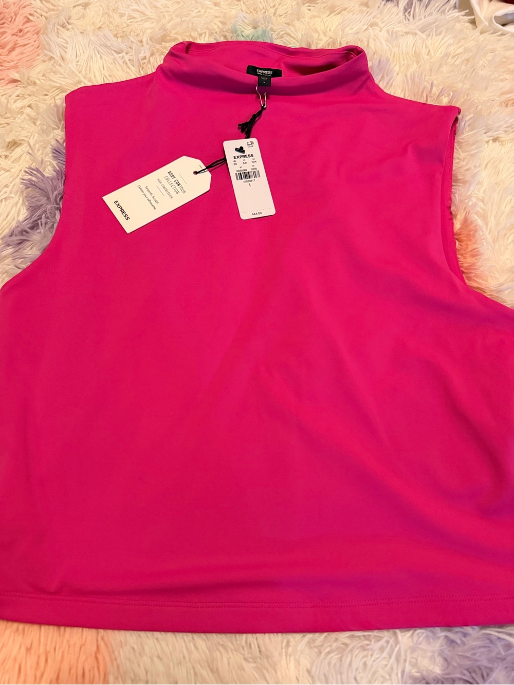 Express Women's Sleeveless Mock Neck Tank Top - Bright Pink